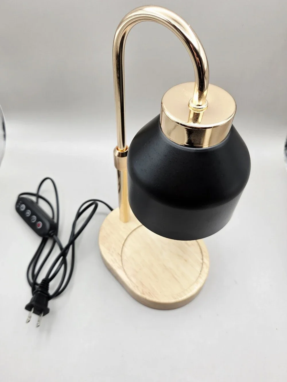 Candle Warmer Lamp with Black Shade, Dimmer, Time, Adjustable Height